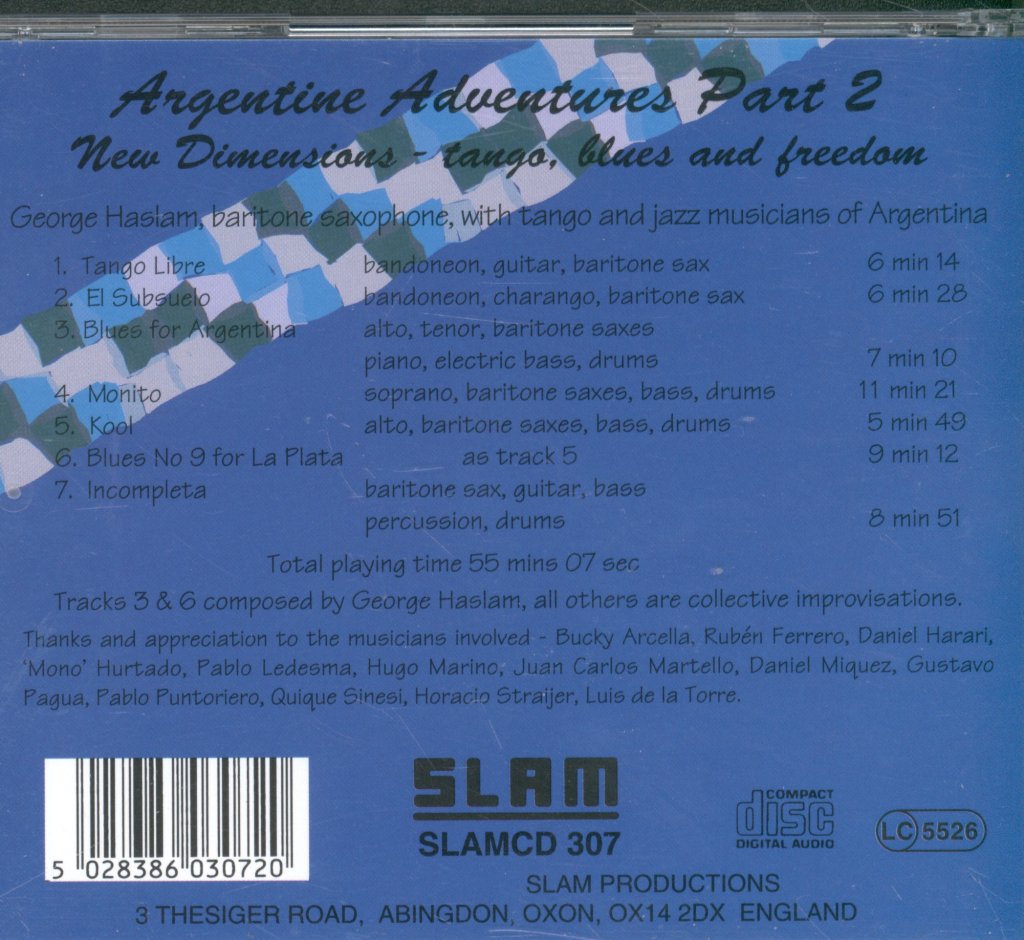 George Haslam - Argentine Adventures Part 2: New Dimensions - Tango, Blues And Freedom - Cd