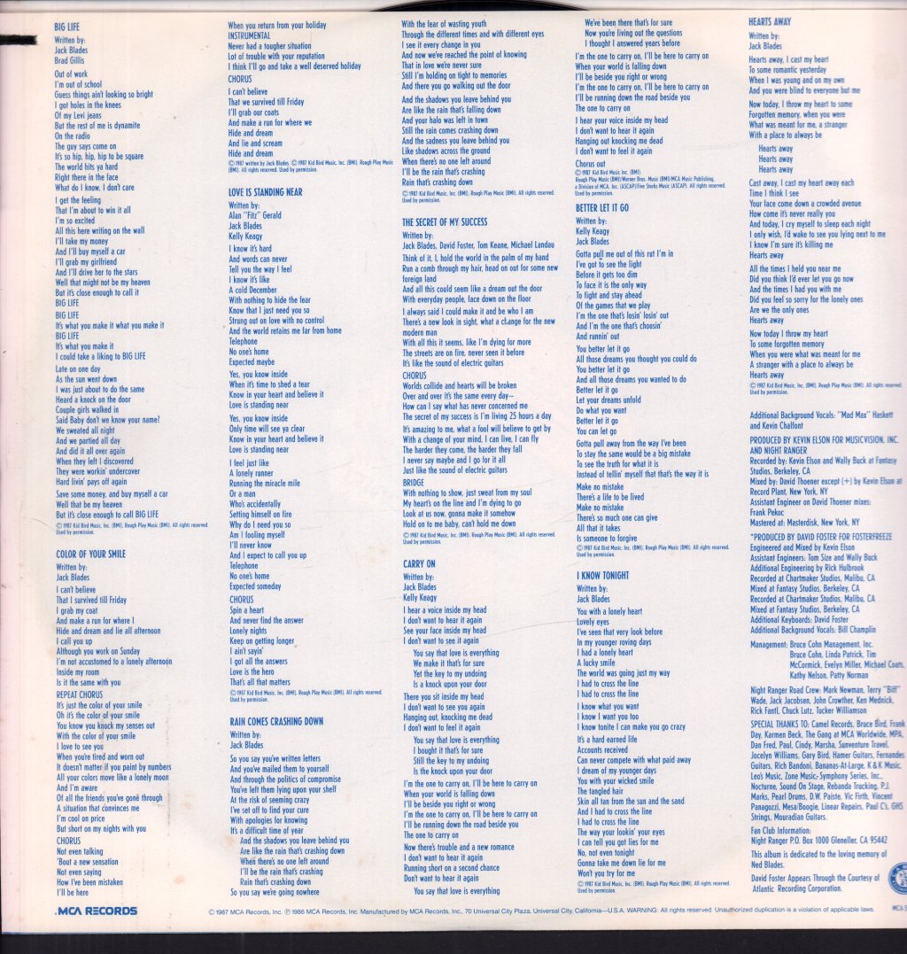 Night Ranger - Big Life - Lp