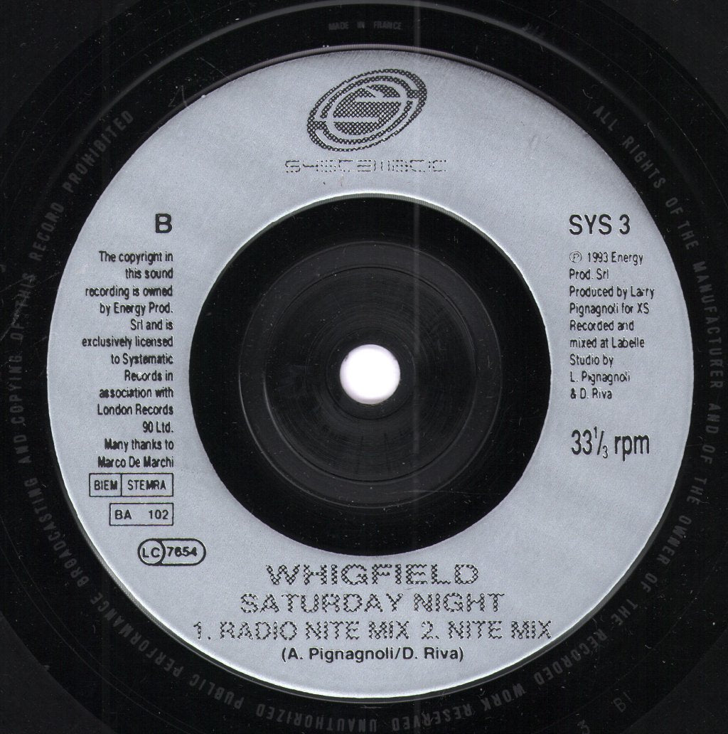Whigfield - Saturday Night - 7 Inch