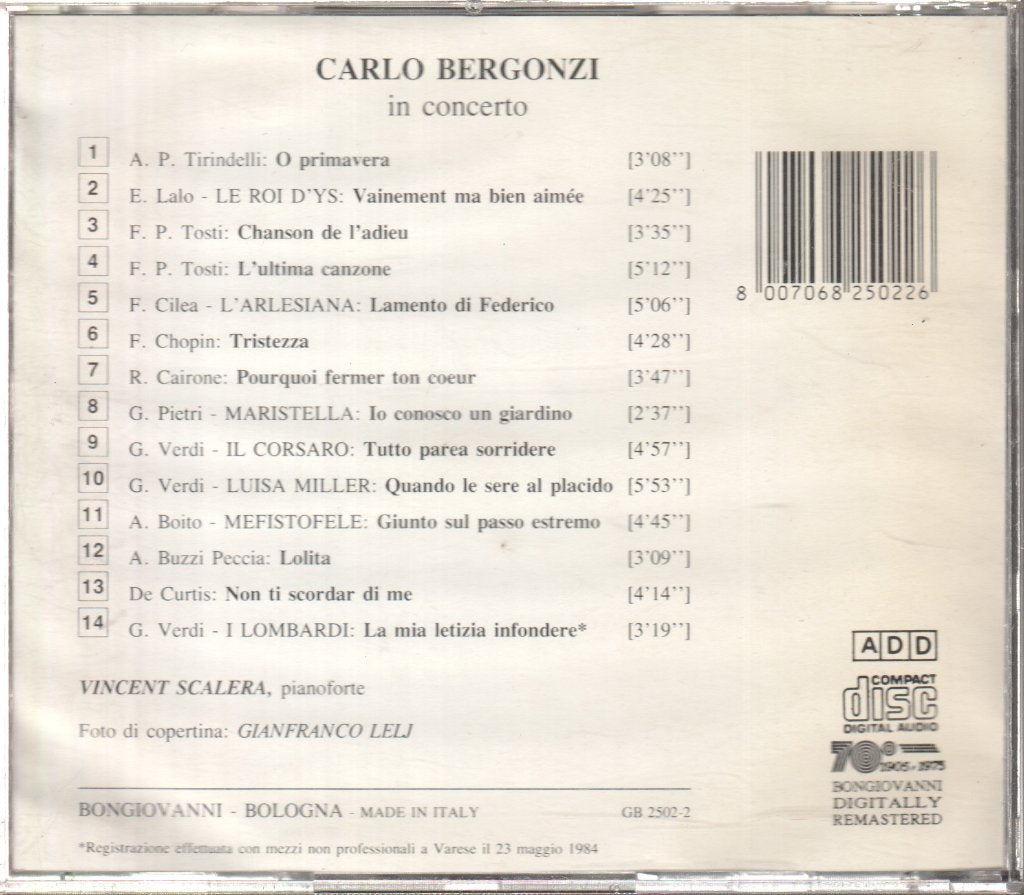 Carlo Bergonzi - In Concerto - Cd