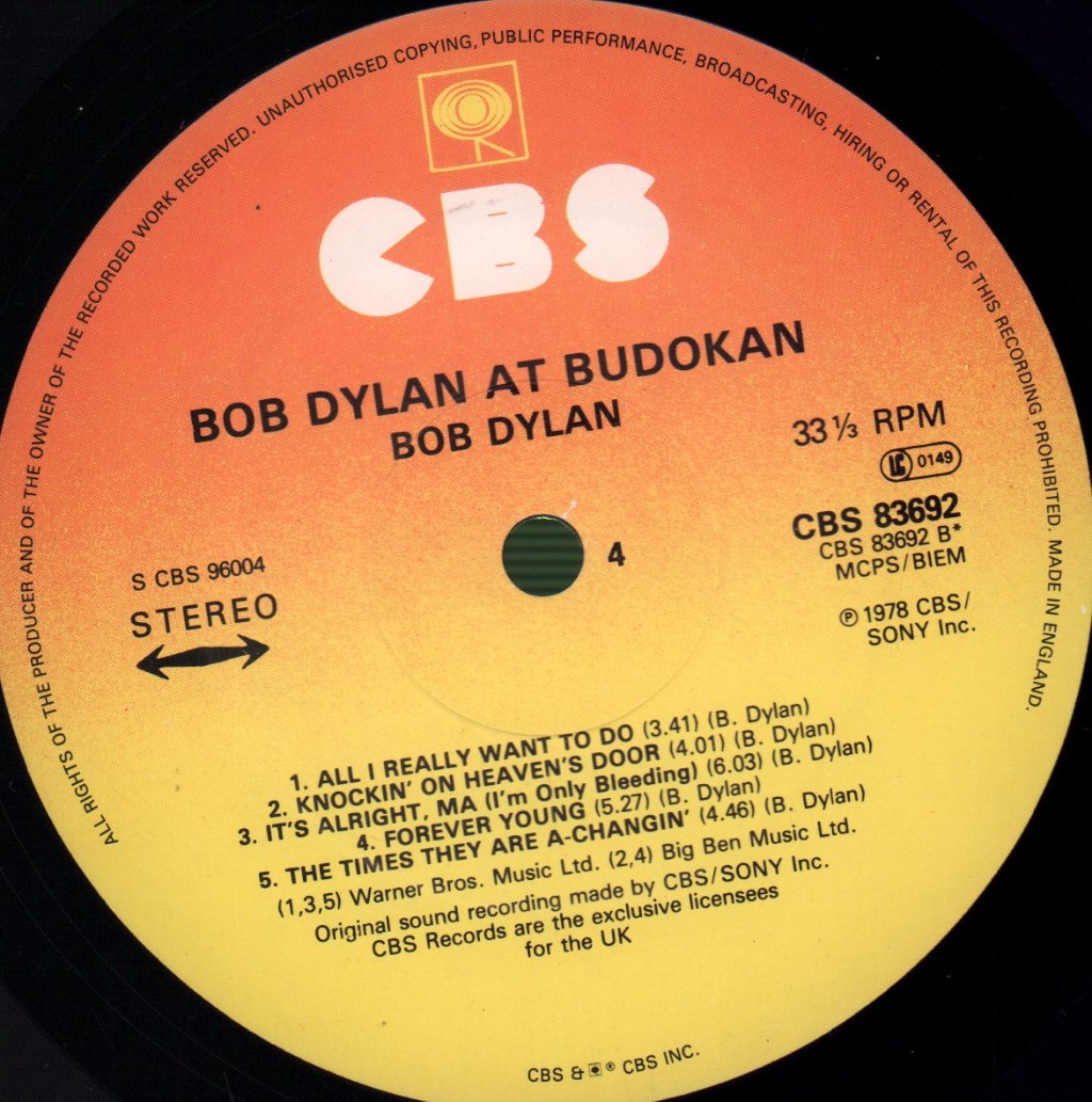 Bob Dylan - At Budokan - Double Lp