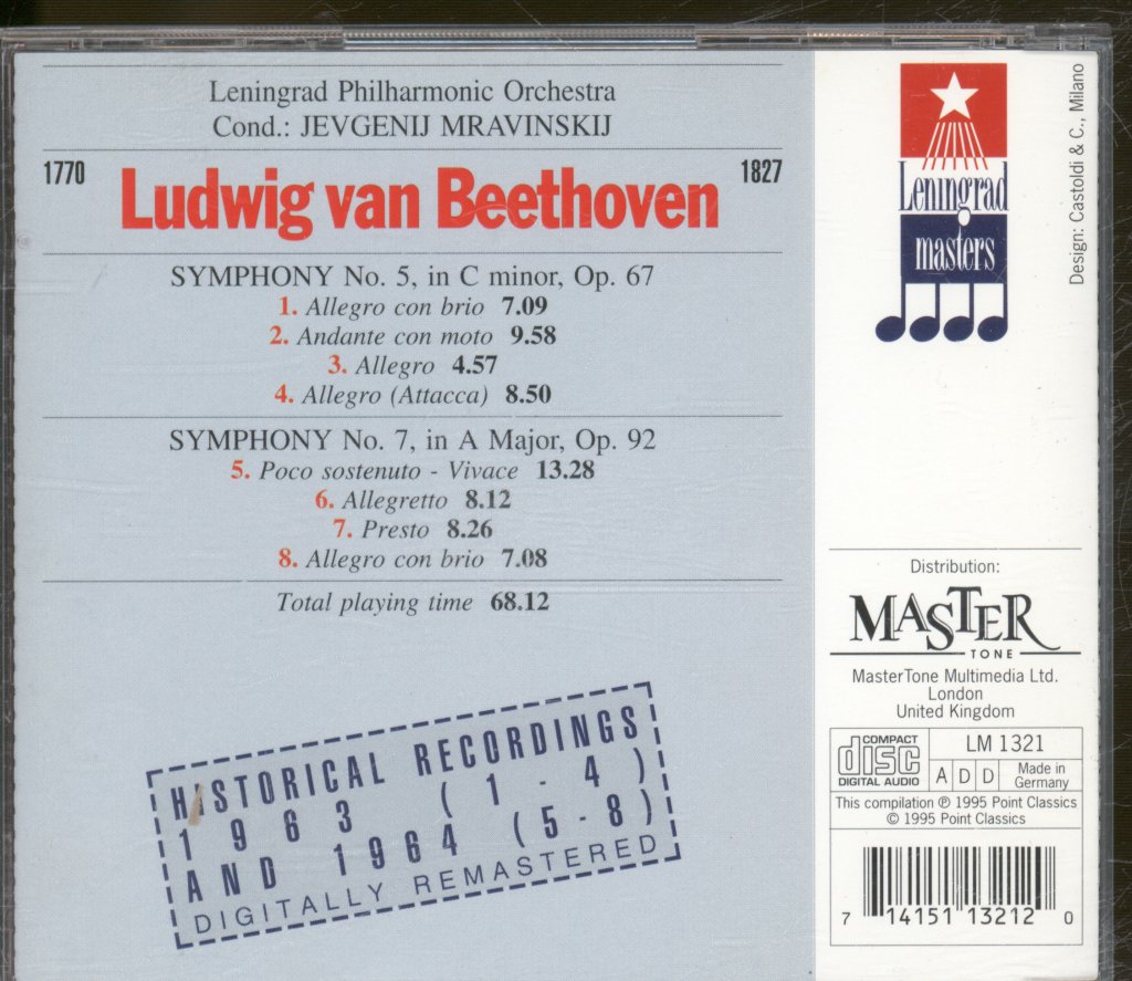 Leningrad Philharmonic Orchestra, Jevgenij Mravinski - Beethoven Symphonies Nos 5 & 7 - Cd