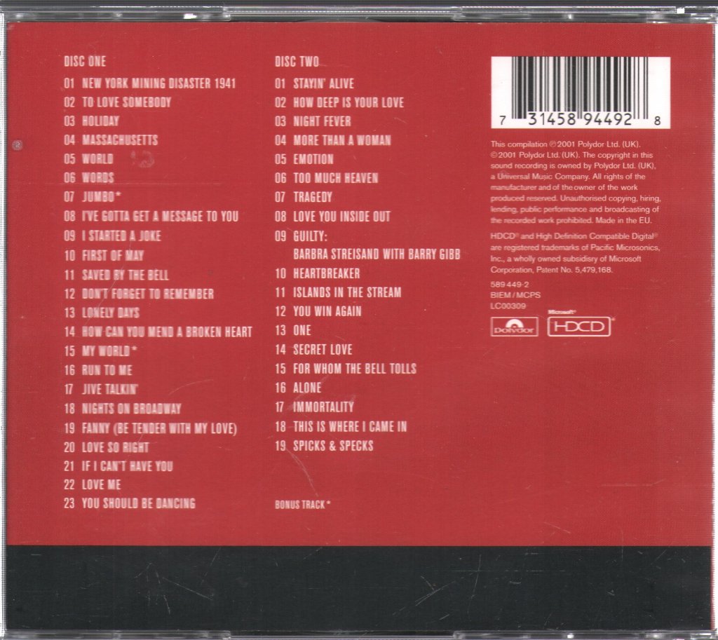 Bee Gees - Their Greatest Hits: The Record - Double Cd