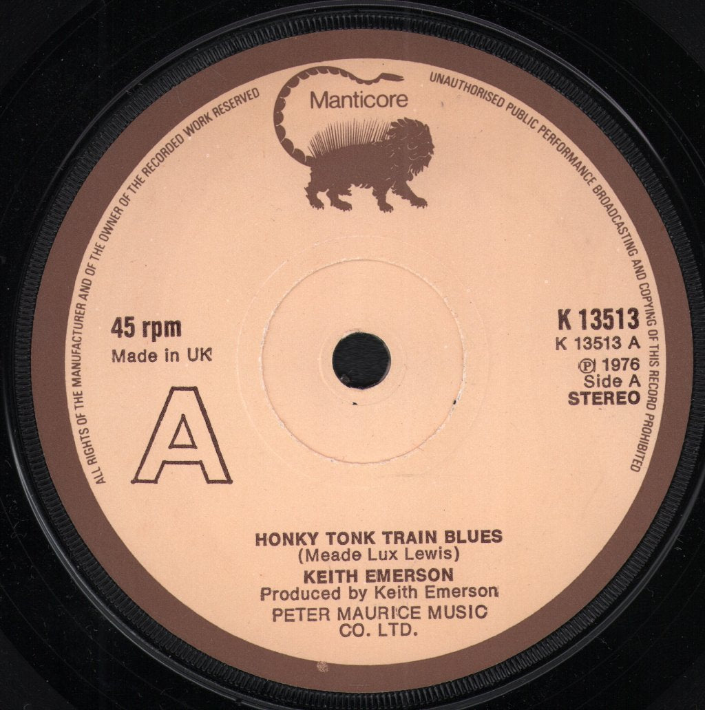 Keith Emerson - Honky Tonk Train Blues - 7 Inch