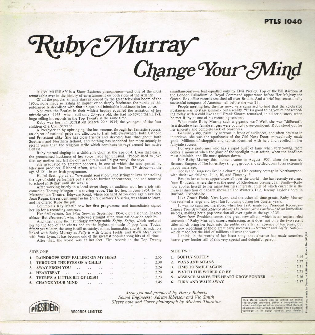 Ruby Murray - Change Your Mind - Lp