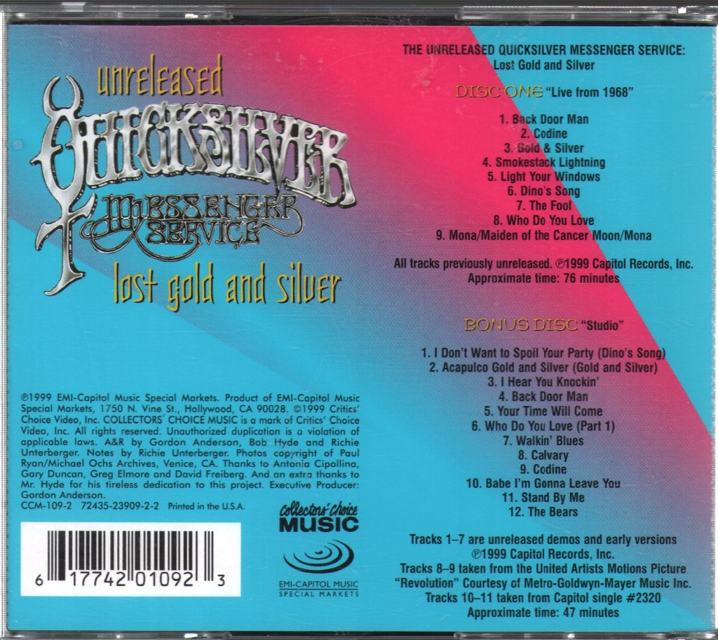 Quicksilver Messenger Service - Unreleased Quicksilver Messenger Service: Lost Gold And Silver - Double Cd