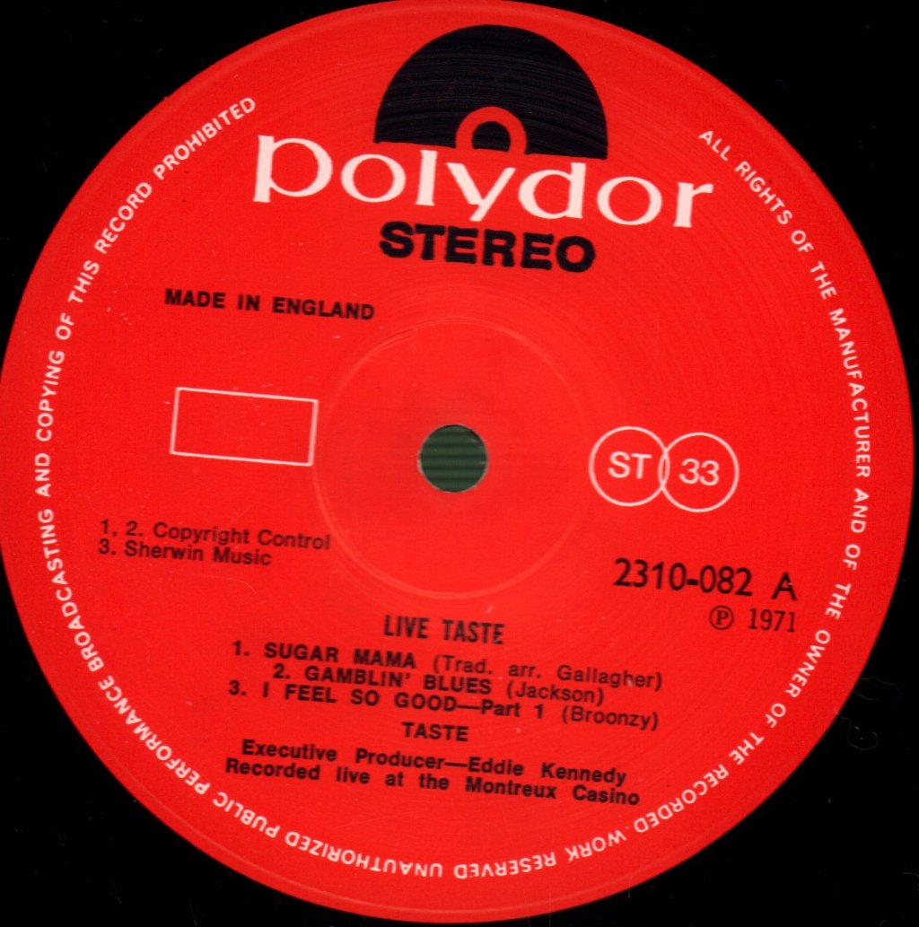 Taste (Rory Gallagher) - Live - Lp