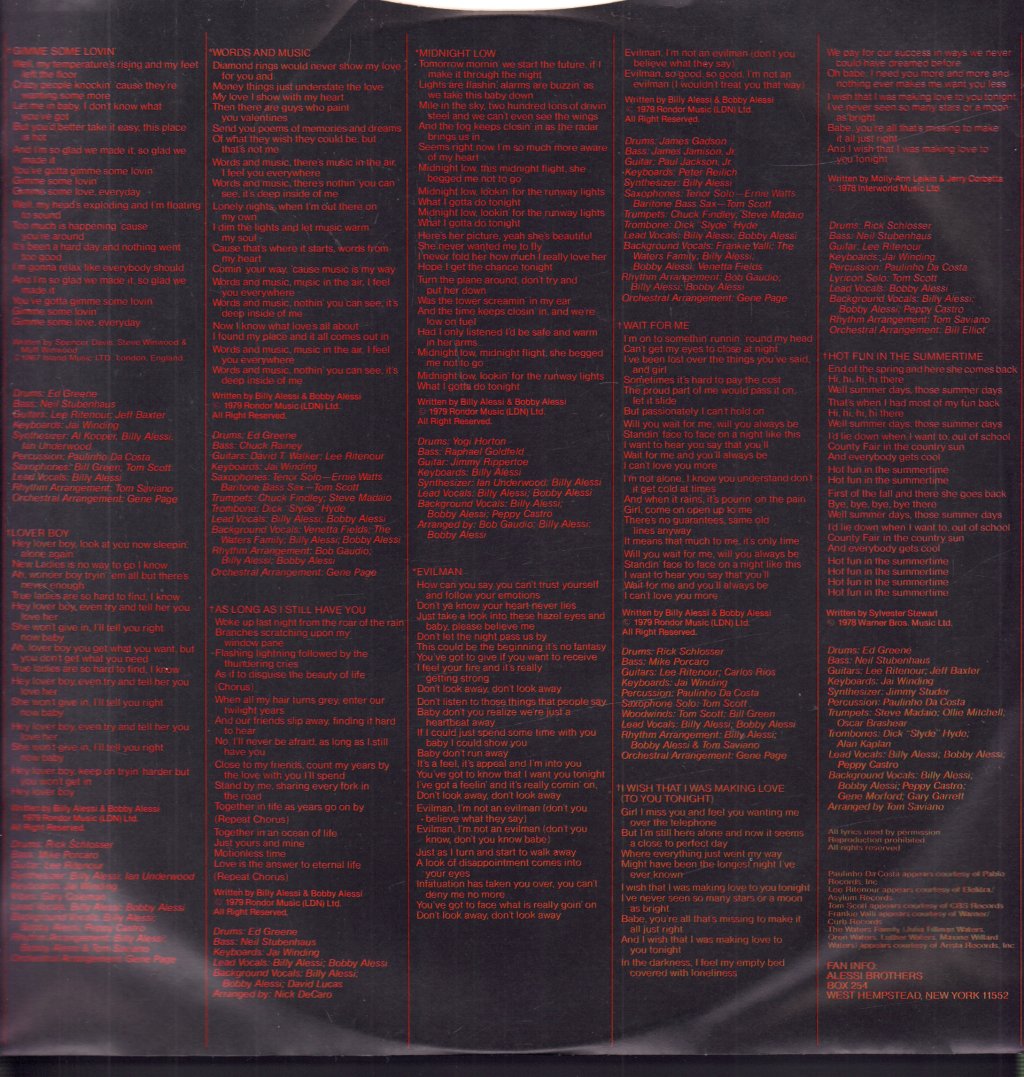 Alessi Brothers - Words And Music - Lp