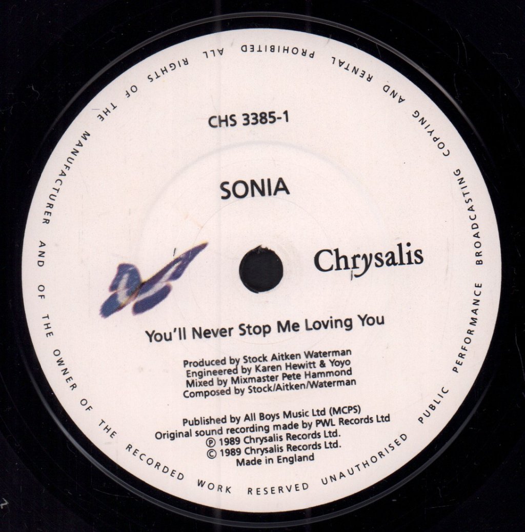 Sonia - You'll Never Stop Me Loving You - 7 Inch