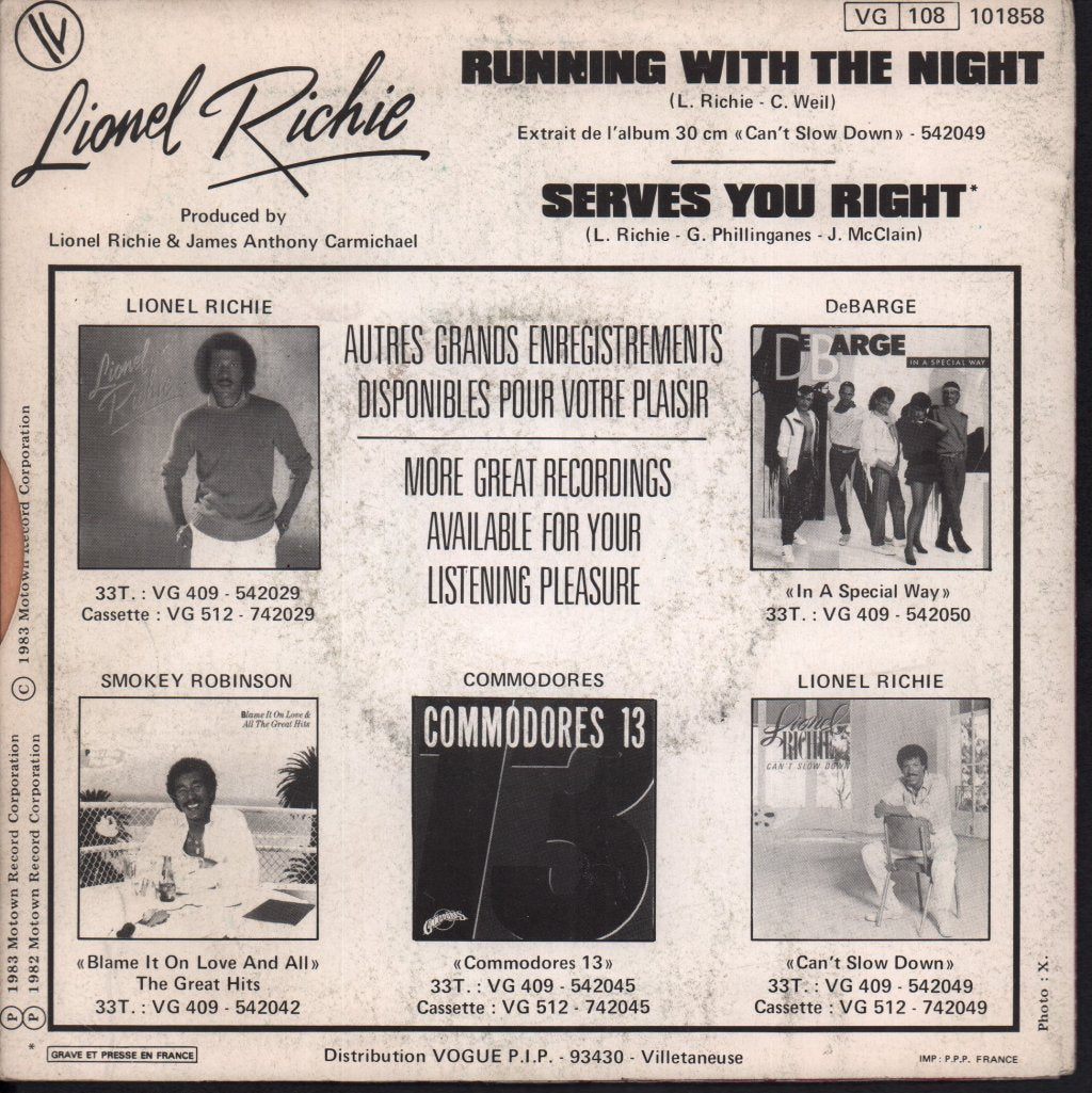 Lionel Richie - Running With The Night - 7 Inch