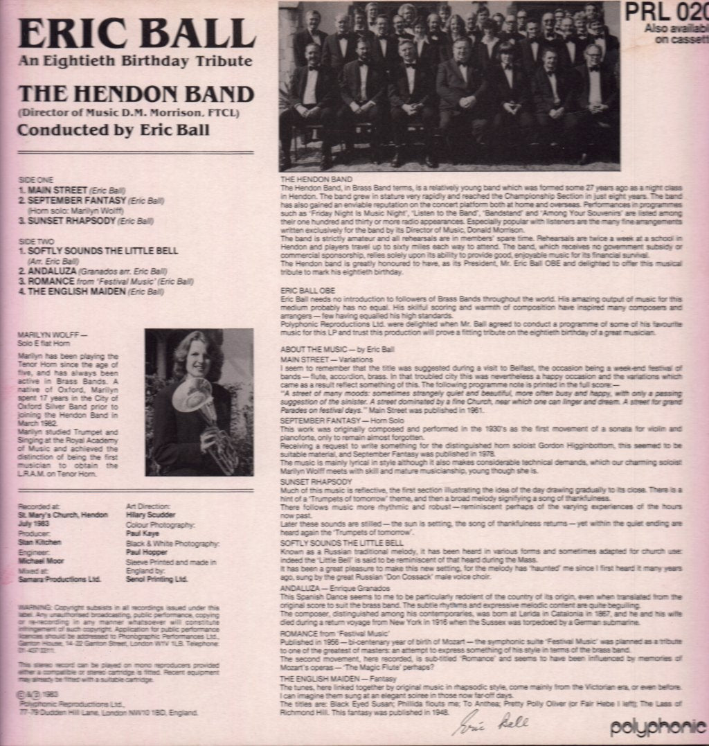 Hendon Band - Eric Ball An Eightieth Birthday Tribute - Lp