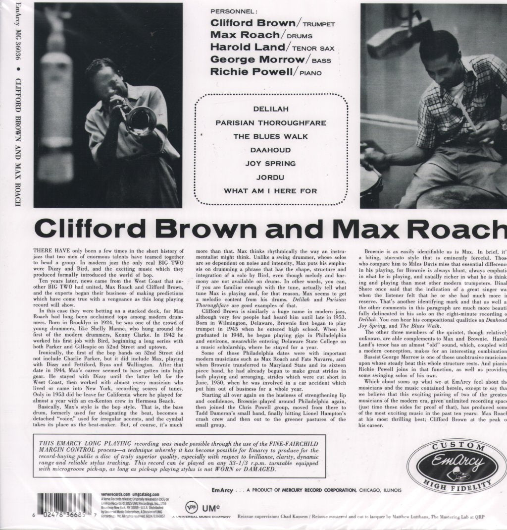 Clifford Brown And Max Roach - Clifford Brown & Max Roach - Lp