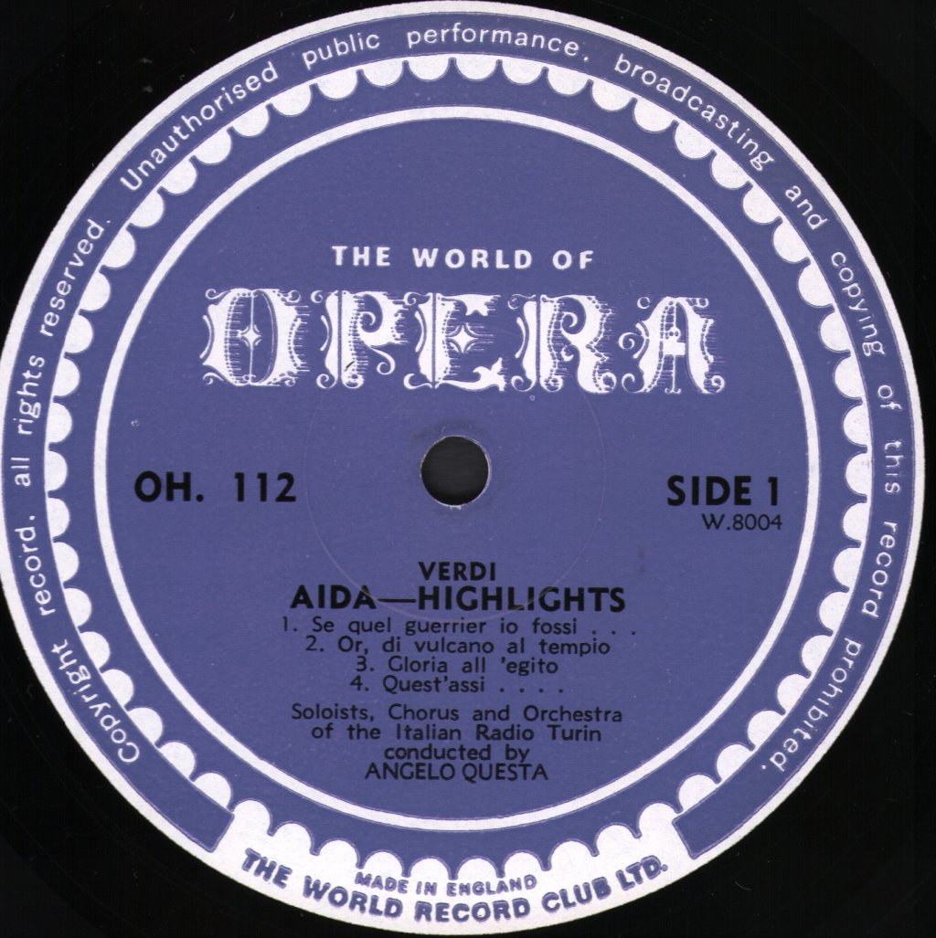 Various Artists - Verdi - Highlights From Aida - Lp