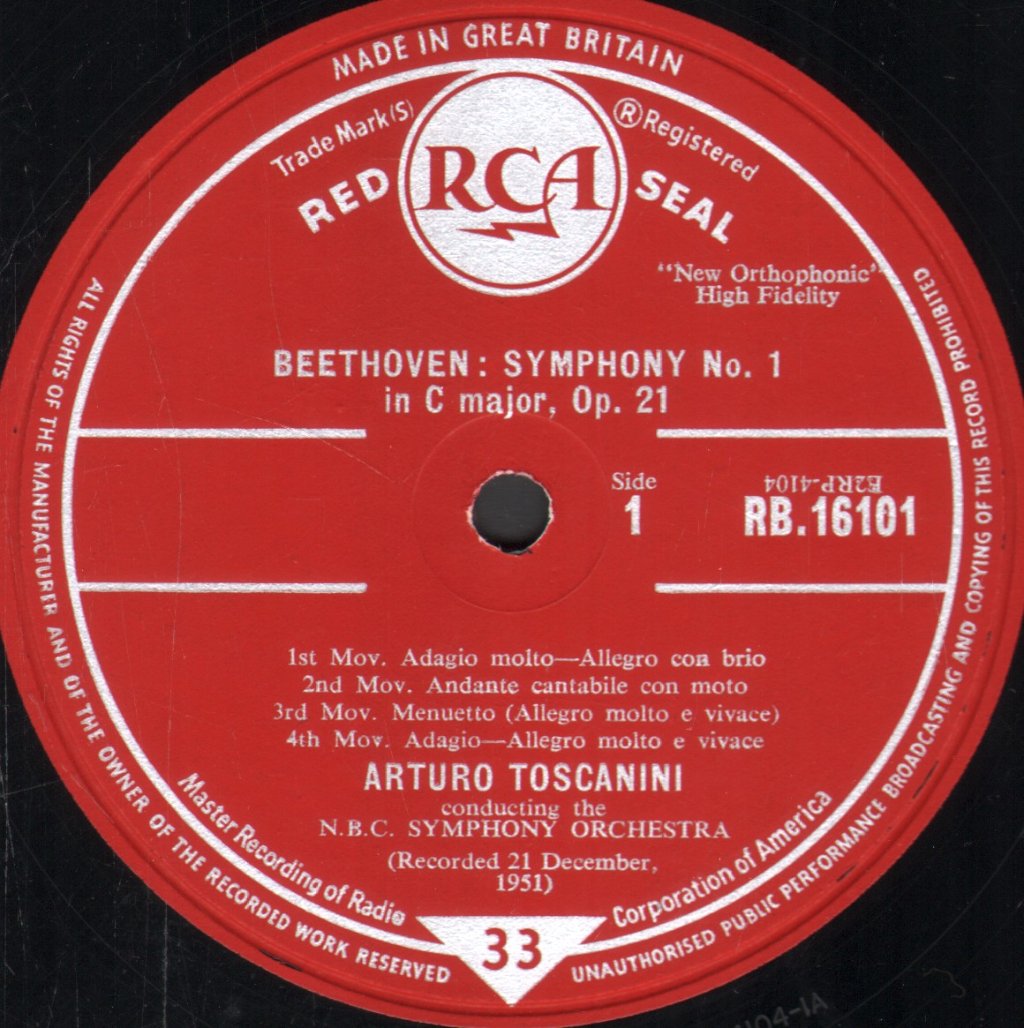 Arturo Toscanini - Beethoven Symphonies No.1 And No.2 - Lp