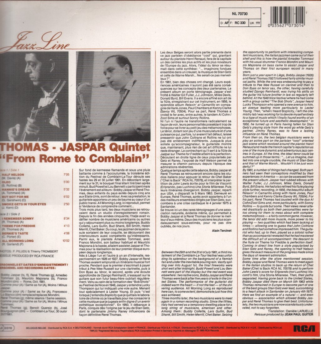 Thomas - Jaspar Quintet - From Rome To Comblain - Lp