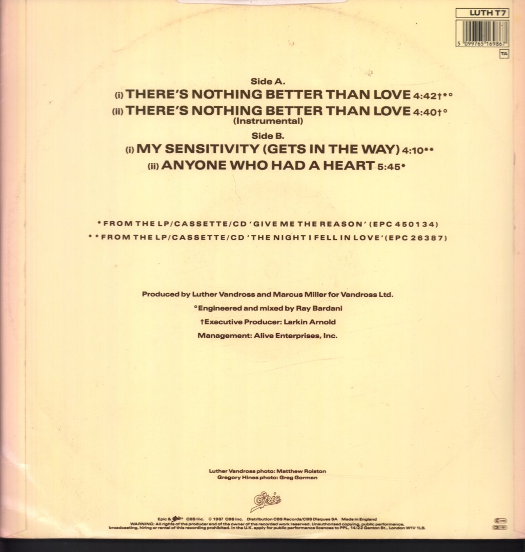 Luther Vandross And Gregory Hines - There's Nothing Better Than Love - 12 Inch