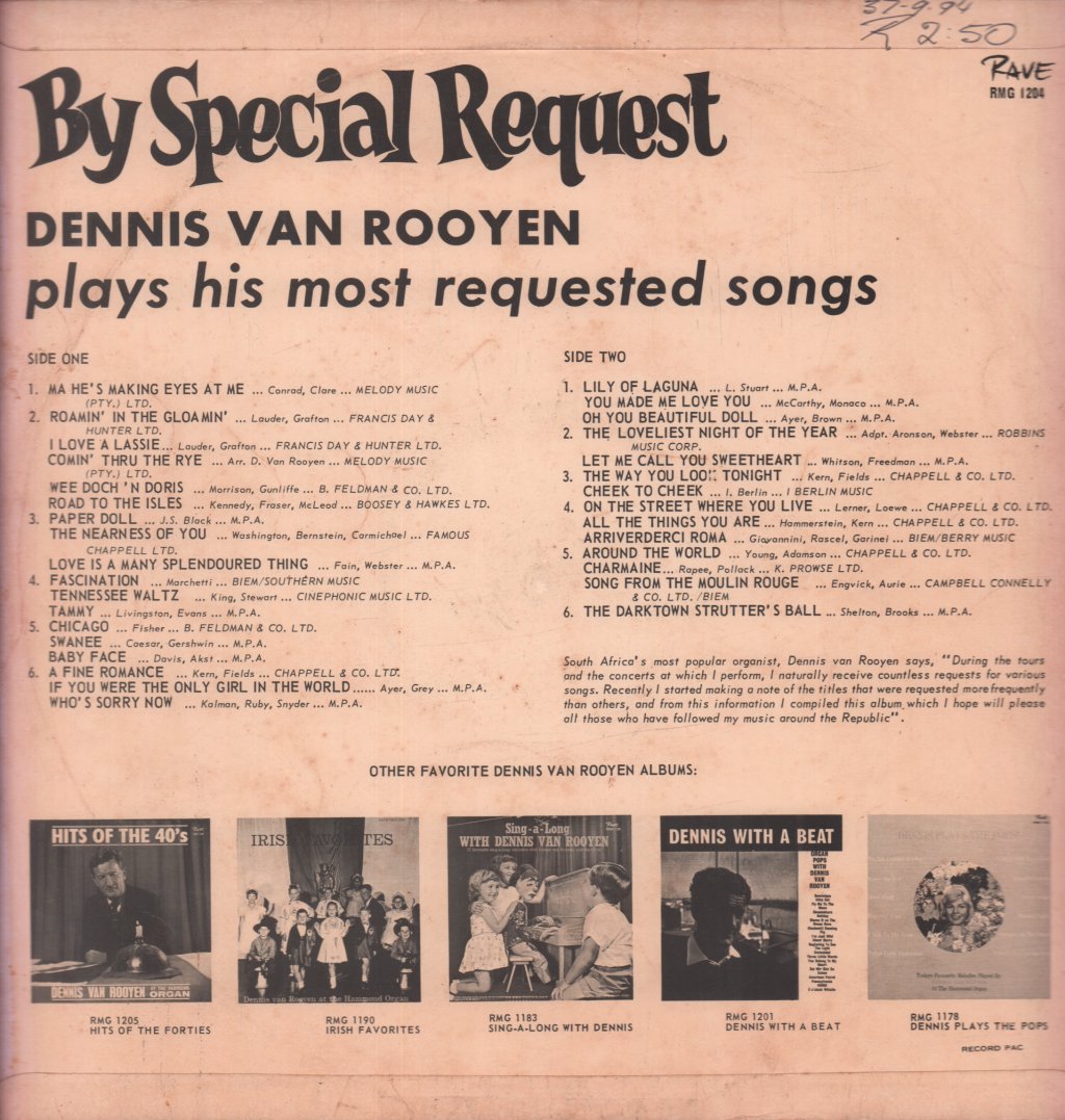 Dennis Van Rooyen - By Special Request - Lp