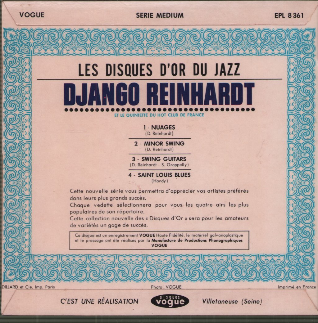 Django Reinhardt - Les Disques D'Or Du Jazz - 7 Inch