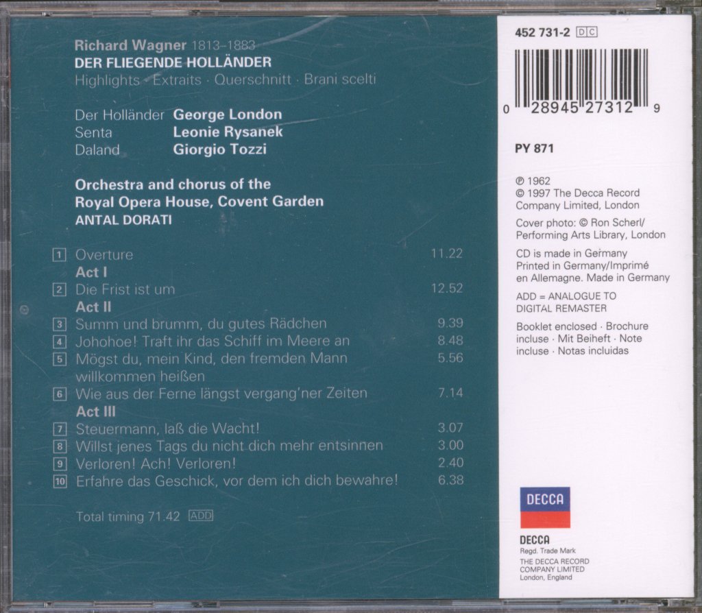 Antal Dorati - Wagner - Der Fliegende Holländer Highlights - Cd