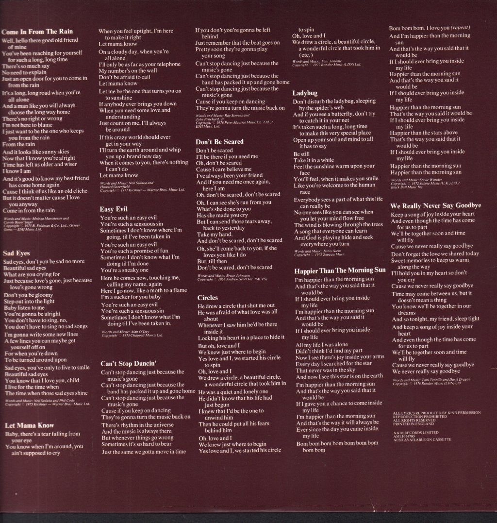 Captain And Tennille - Come In From The Rain - Lp