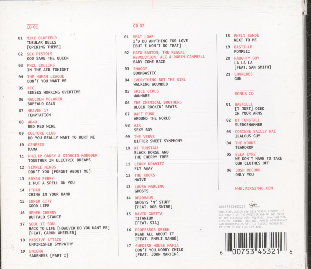 Various Artists - Virgin Records 40 Years Of Disruptions - Triple Cd