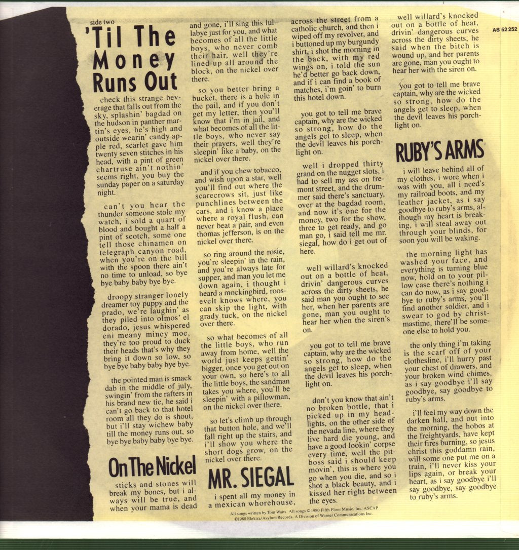 Tom Waits - Heartattack And Vine - Lp