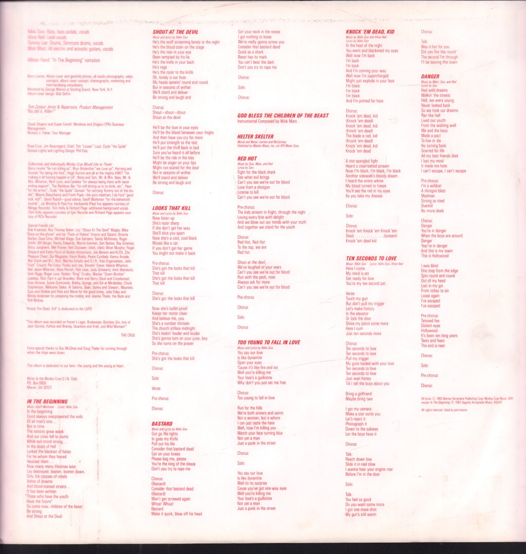 Motley Crue - Shout At The Devil - Lp