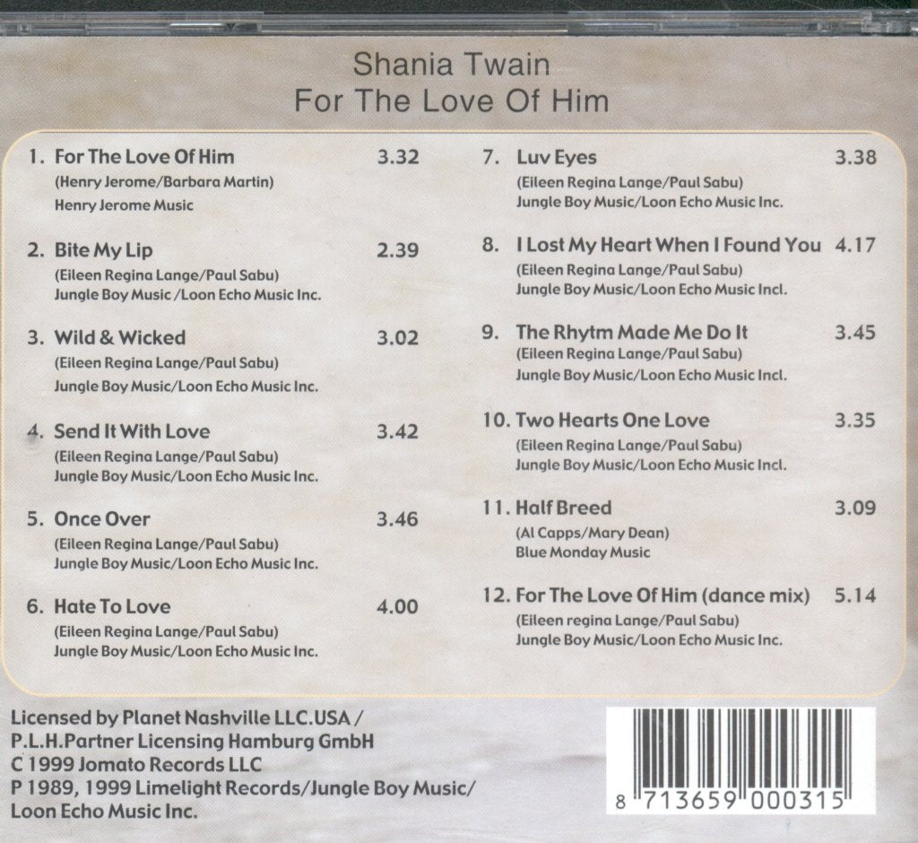 Shania Twain - For The Love Of Him - Cd