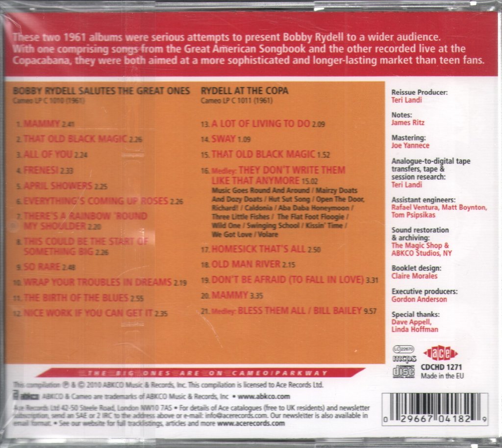 Bobby Rydell - Bobby Rydell Salutes The Great Ones / Rydell At The Copa - Cd