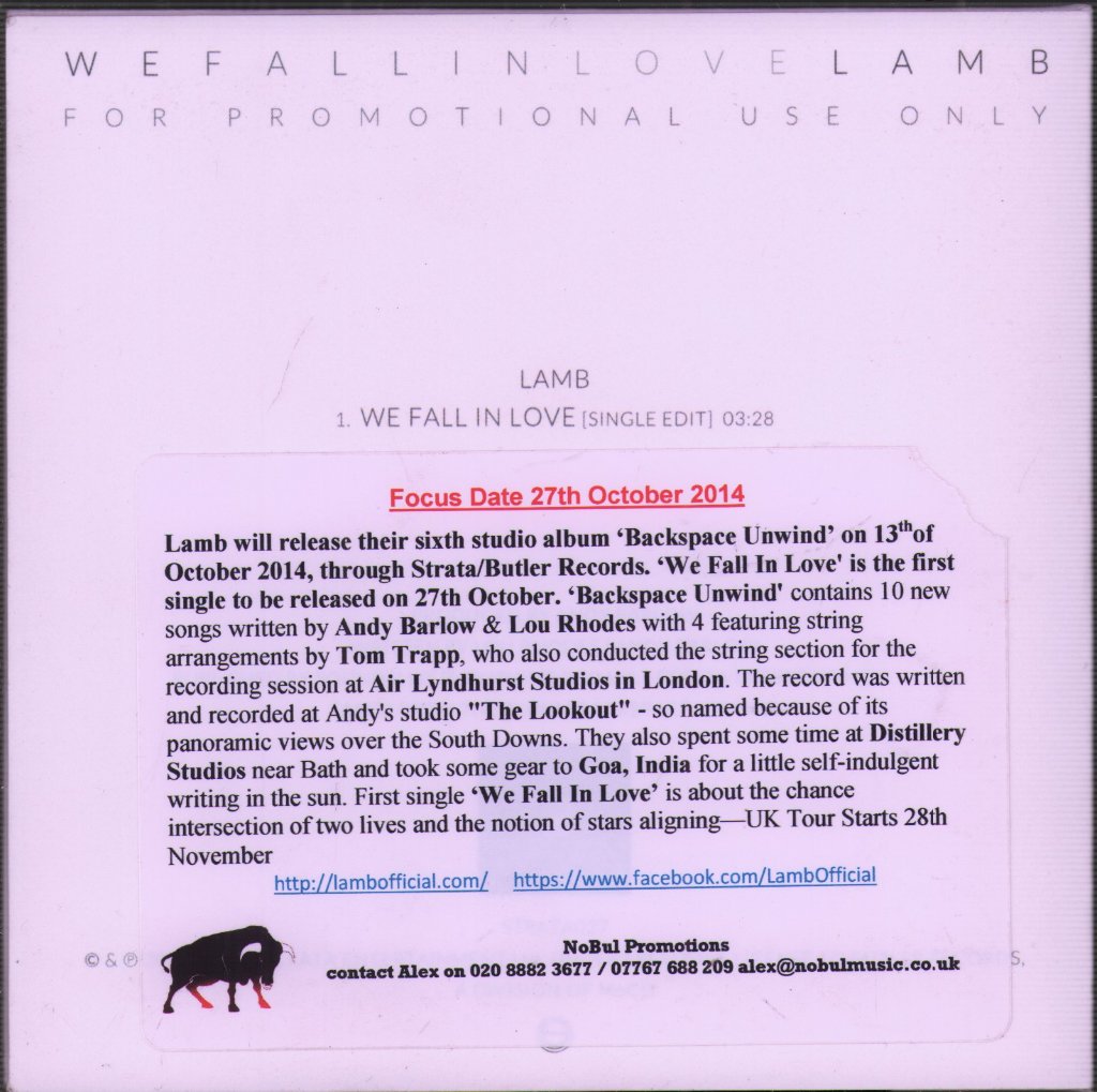 Lamb (90'S Group) - We Fall In Love - Cdr