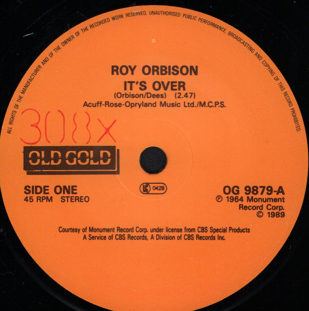 Roy Orbison - It's Over - 7 Inch