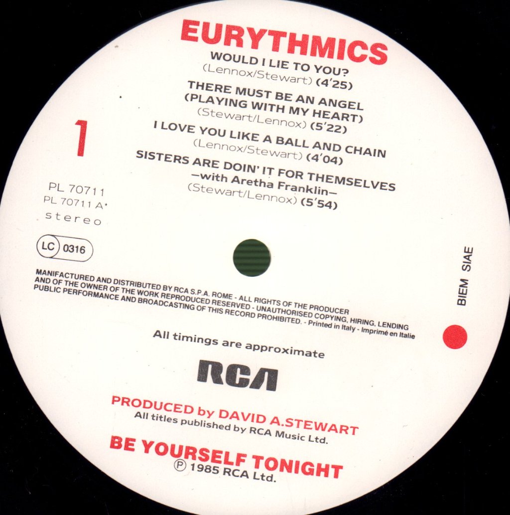 Eurythmics - Be Yourself Tonight - Lp
