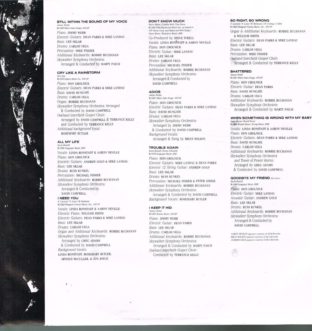 Linda Ronstadt Featuring Aaron Neville - Cry Like A Rainstorm - Howl Like The Wind - Lp
