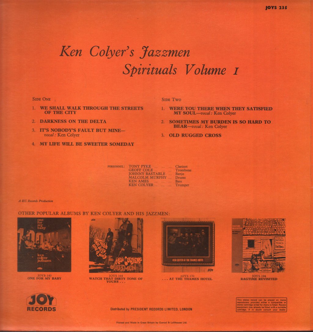 Ken Colyer's Jazzmen - Spirituals Vol 1 - Lp