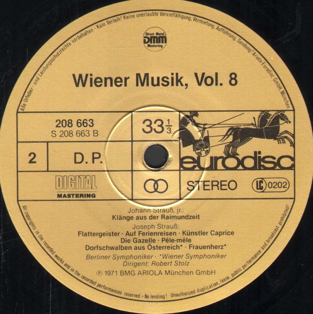 Robert Stolz / Berliner Symphoniker / Wiener Symphoniker - Wiener Musik Vol. 8 (Music Of Vienna) - Lp
