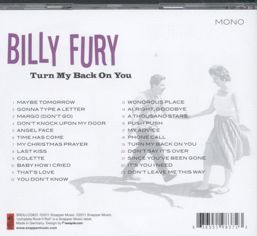 Billy Fury - Turn My Back On You - Cd