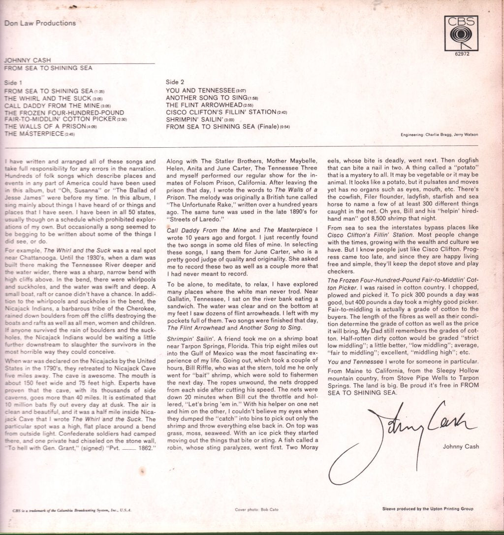 Johnny Cash - From Sea To Shining Sea - Lp