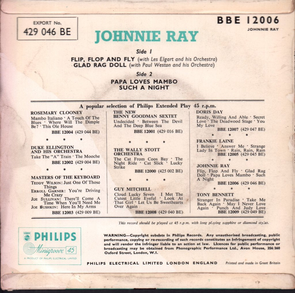 Johnnie Ray - Flip Flop And Fly - 7 Inch