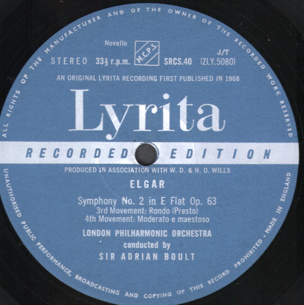 Sir Adrian Boult - Elgar - Symphony No.2 In E Flat - Lp