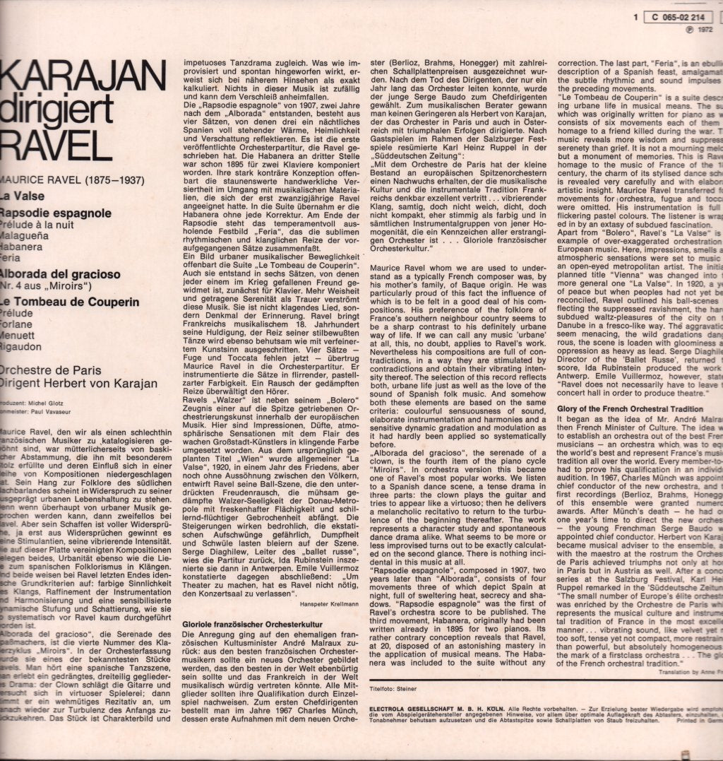 Karajan Dirigiert Ravel - Karajan Dirigiert Ravel - Lp