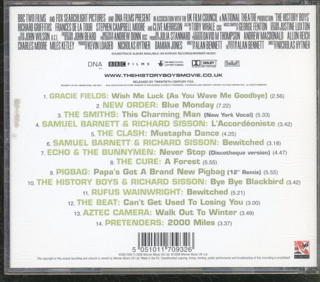 Various Artists - History Boys (The Original Soundtrack) - Cd