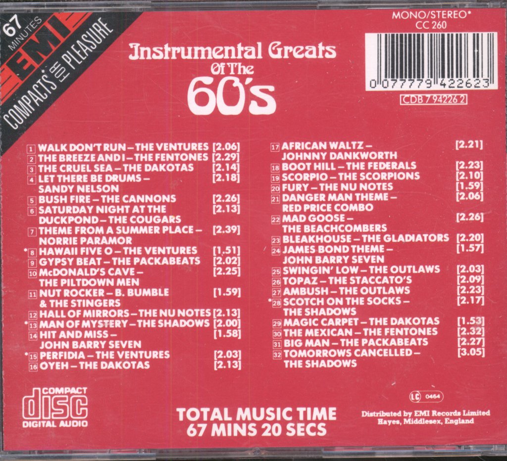 Various Artists - Instrumental Greats Of The 60's - Cd