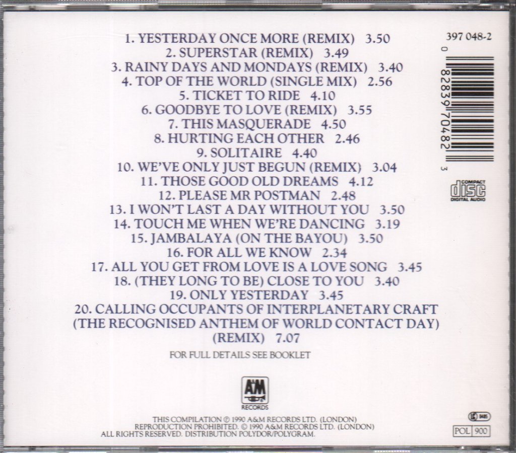 Carpenters - Only Yesterday - Cd