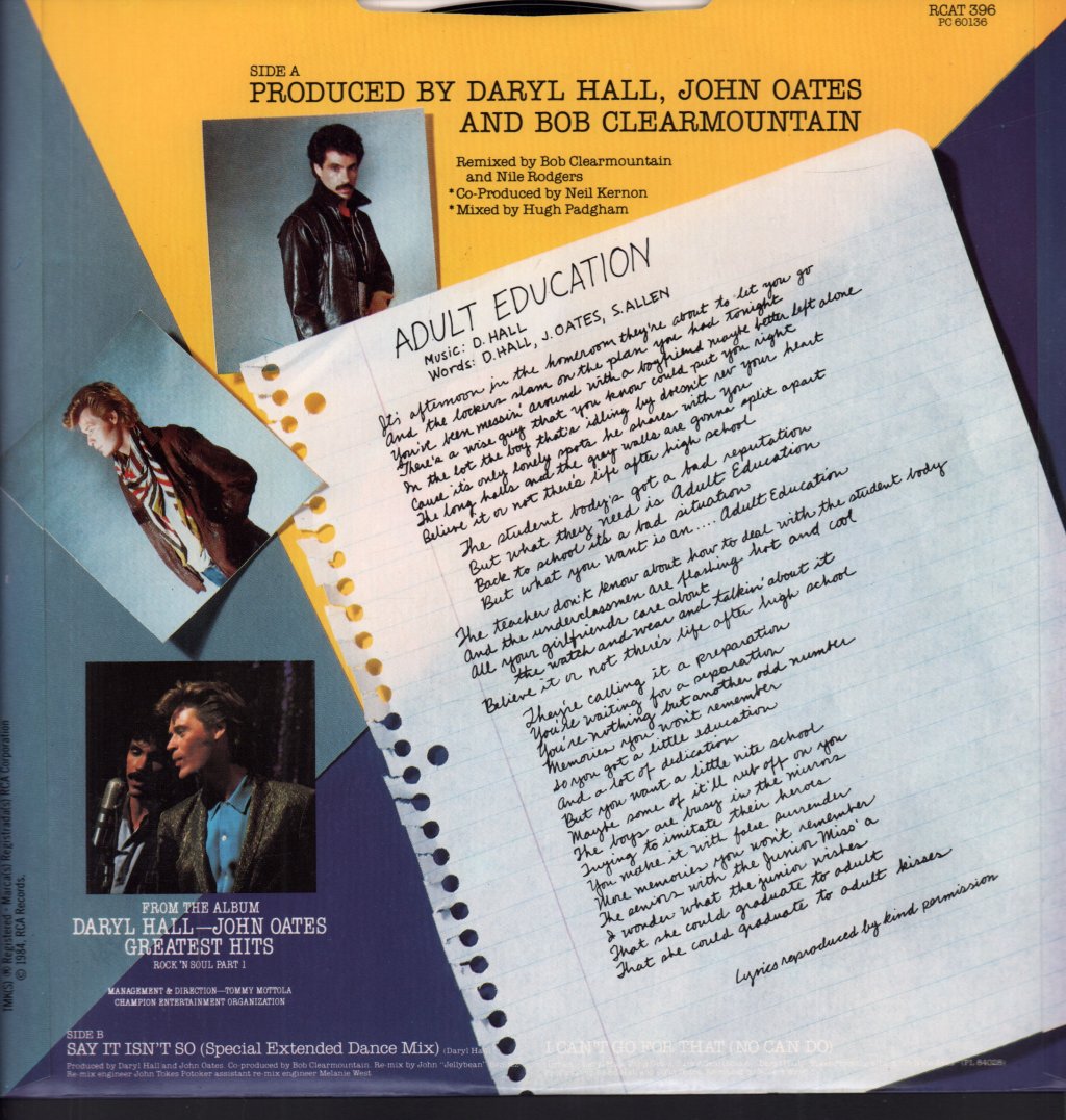 Hall And Oates - Adult Education - 12 Inch