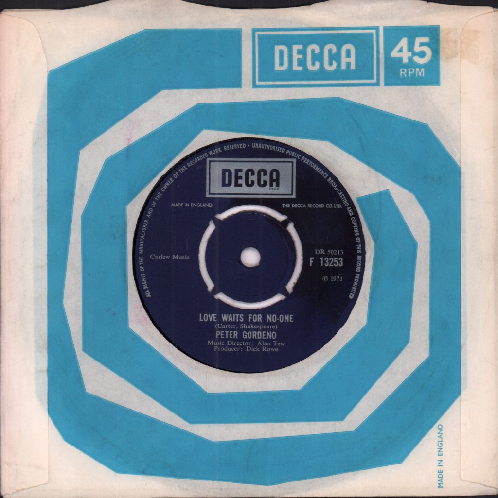 Peter Gordeno - Love Waits For No-One - 7 Inch