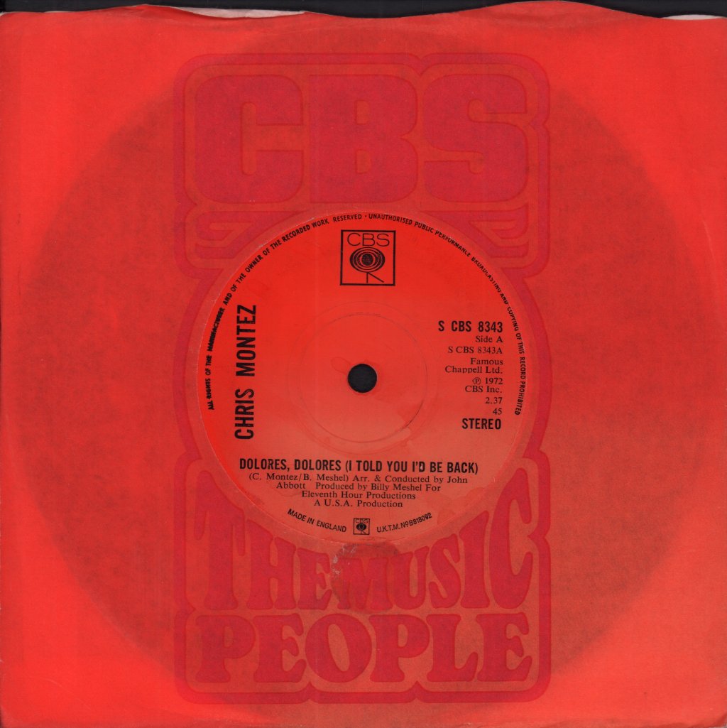Chris Montez - Dolores,Dolores I Told You I'd Be Back - 7 Inch
