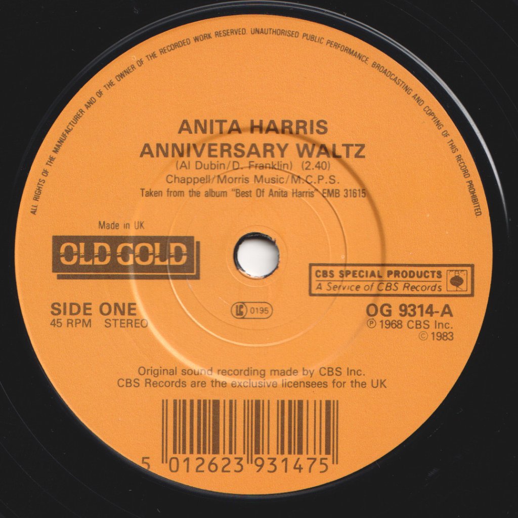 Anita Harris - Anniversary Waltz - 7 Inch