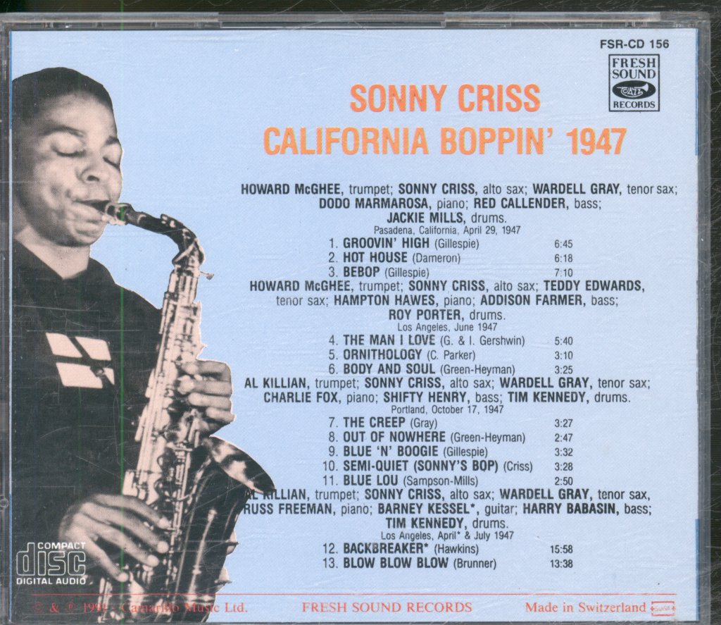 Sonny Criss - California Boppin' 1947 - Cd