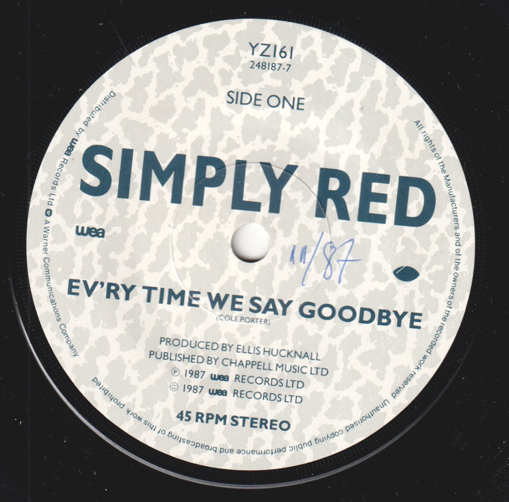 Simply Red - Ev'ry Time We Say Goodbye - 7 Inch