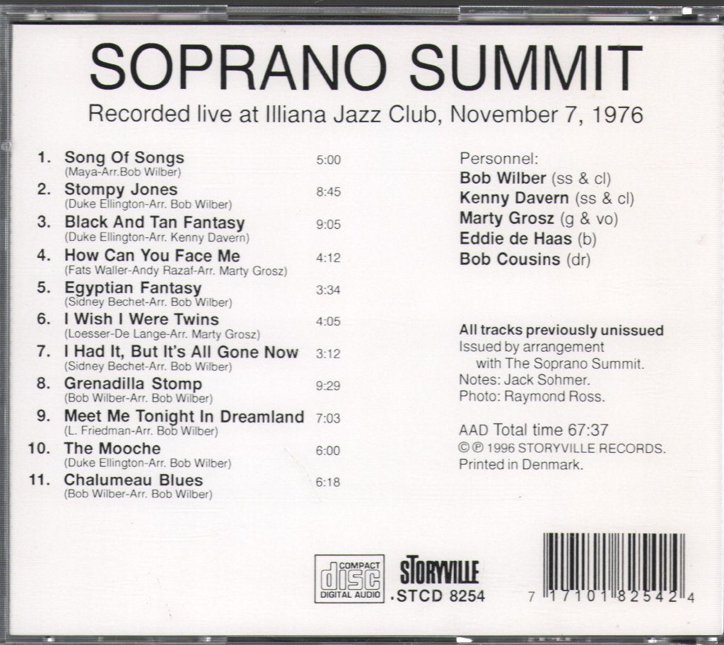 Soprano Summit - Recorded Live At Illiana Jazz Club, November 7, 1976 - Cd